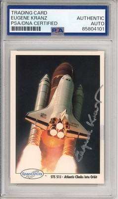 1991 SPACE SHOTS GENE EUGENE KRANZ SIGNED CARD PSA DNA COA AUTOGRAPH STS NASA