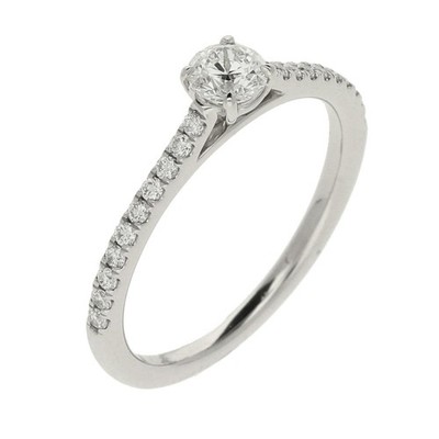 Damen Ring Platin rund Brillant Diamant - Größe M - 0,50ct