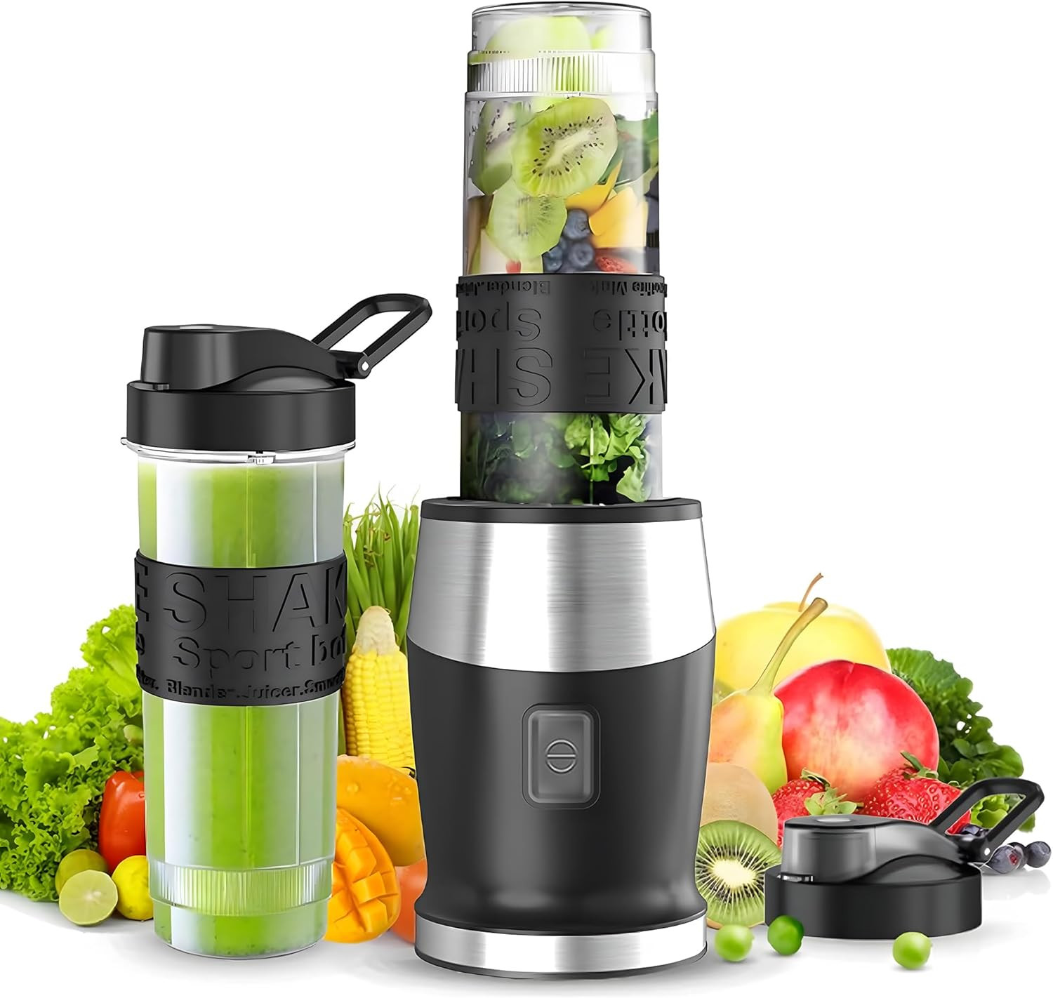 Frullatore Design 500W per Smoothie e Detox | 2 Bottiglie Portatili