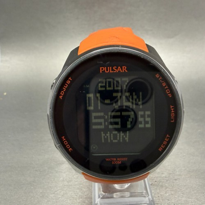 #ad Pulsar Digital Watch Men 47mm Black LCD Alarm Chrono W861 X006 New Battery $42.49