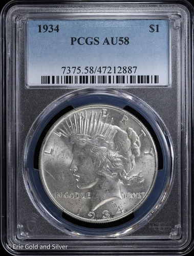 1934-P $1 Peace Silver Dollar PCGS AU 58