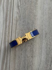 Women’s Hermès Clic H Size Small Royal Blue Gold Plated Bracelet