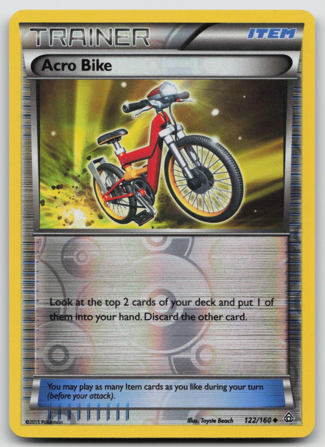 Reverse Holo Acro Bike 122/160 XY - Primal Clash Uncommon Pokemon TCG Card