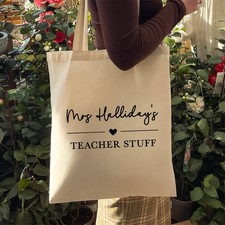 Teacher Stuff Bag Personalised Teacher Gifts Cotton Teacher Shoulder Bag Gift