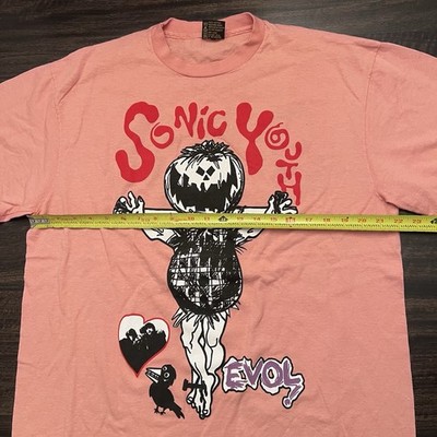 SONIC YOUTH/GOO SCRATCH柄 レギュラーカラーシャツ Sonic Youth EVOL Pumpkin Grunge modern faded Single aop vintage