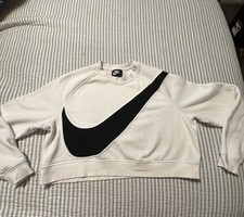 Womens Size M Nike Sportswear Big Logo Fleece Sweatshirt Blk/Wht BV3933