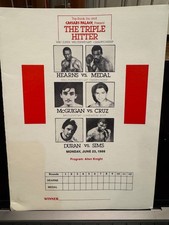 FREE SHIP! 1986 Triple Hitter Boxing Program Hearns Vs. Medal Caesars Palace