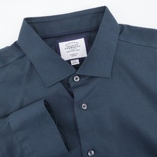 Charles Tyrwhitt Classic Fit Non-Iron Dress Shirt Teal Mens 19 37 XXL