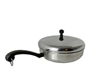 Vintage Farberware Stainless Steel Aluminum Clad 11” Saute Skillet w Lid