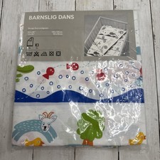 Ikea Barnslig Dans Crib Quilt Cover and Pillowcase Set New Animals Fish Trees