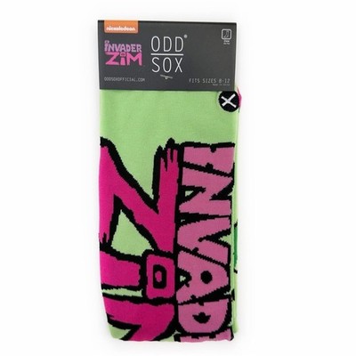Odd Sox Invader Zim Gir Crew Socks Mens Womens Nickelodeon Y2K Gift Green New