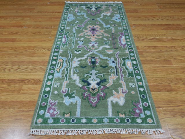 Turkish Oushak Hand Knotted Rug,Bohemian Oushak contemporary Rug 2.7x6 Ft