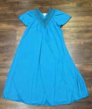 SHADOWLINE Teal Long Flowing Nightgown Lace Appliqu  Short Sleeve Women Size 1X