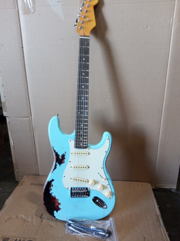 Open Box 6 String Old Aged Electric Guitar Rosewood Fretboard Maple Neck in Blue