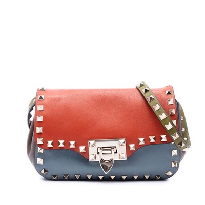 Valentino Tricolor Leather Rockstud Flip Lock Flap Pre-Loved Crossbody Bag Multi