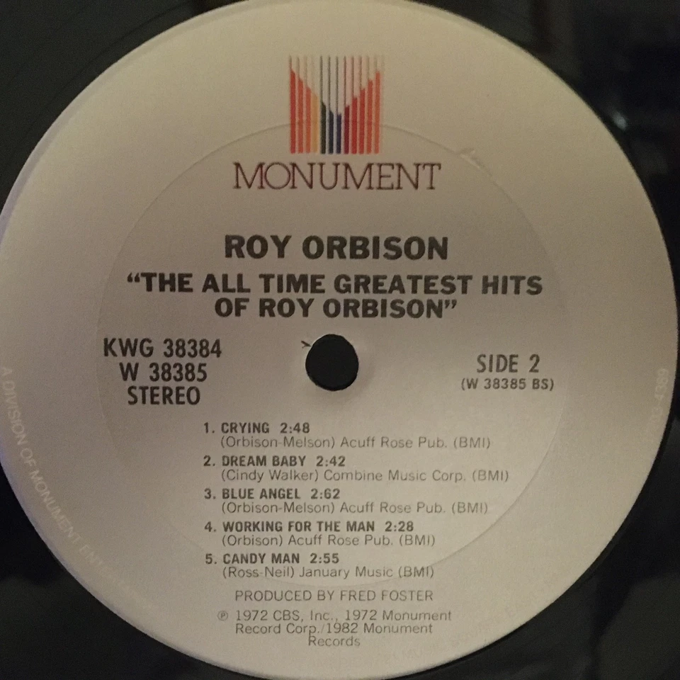 Roy Orbison THE ALL TIME GREATEST HITS OF R O 2X LP Monument - Image 4 of 4
