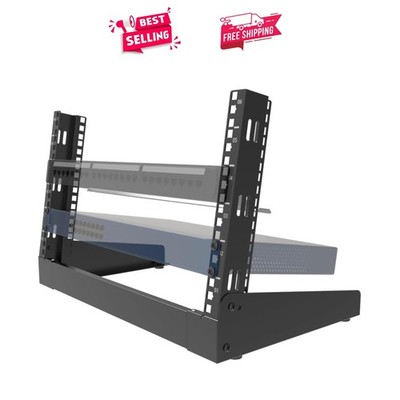 Versatile 2-Post 6U Network Rack - Adaptable for Home, Studio, or Office