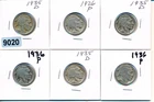 BUFFALO NICKELS -  1935-1936 - 6 COINS - #9020 - HIGH GRADES
