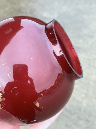 Old Antique Red Gold Glass Ball Oil Lamp Shade Cigar Lighter Globe 2 3/4" 3" Fit - Picture 9 of 24