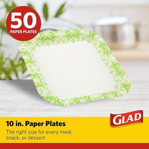 Glad 10" Paper Plates 50 Ct – Heavy Duty, Soak & Cut Proof, Microwave Safe - Bild 3 von 7