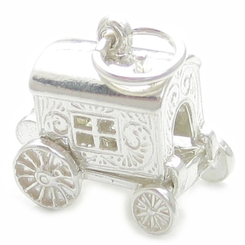 Pendentif Caravane Argent Sterling 925 - 10x8mm - 2.4g - Fermoir Pince De Homard