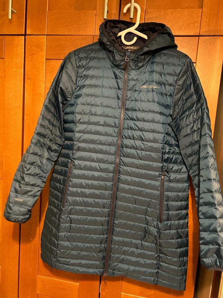 Eddie Bauer Women's Microlight Down Hooded Parka Sz Xs Peacock eBay