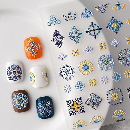 Bohemia Nail Art Sticker 5D geprägt Bohemian Style Nagelsticker Frühling - Bild 1 von 7