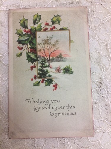 Lot of 4 Vintage Christmas Postcards Early 1900's Holly Themed - Picture 6 of 9