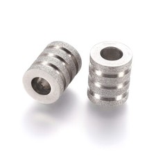 10pcs 304 Stainless Steel European Large Hole Beads Grooved Column Spacer 10x8mm