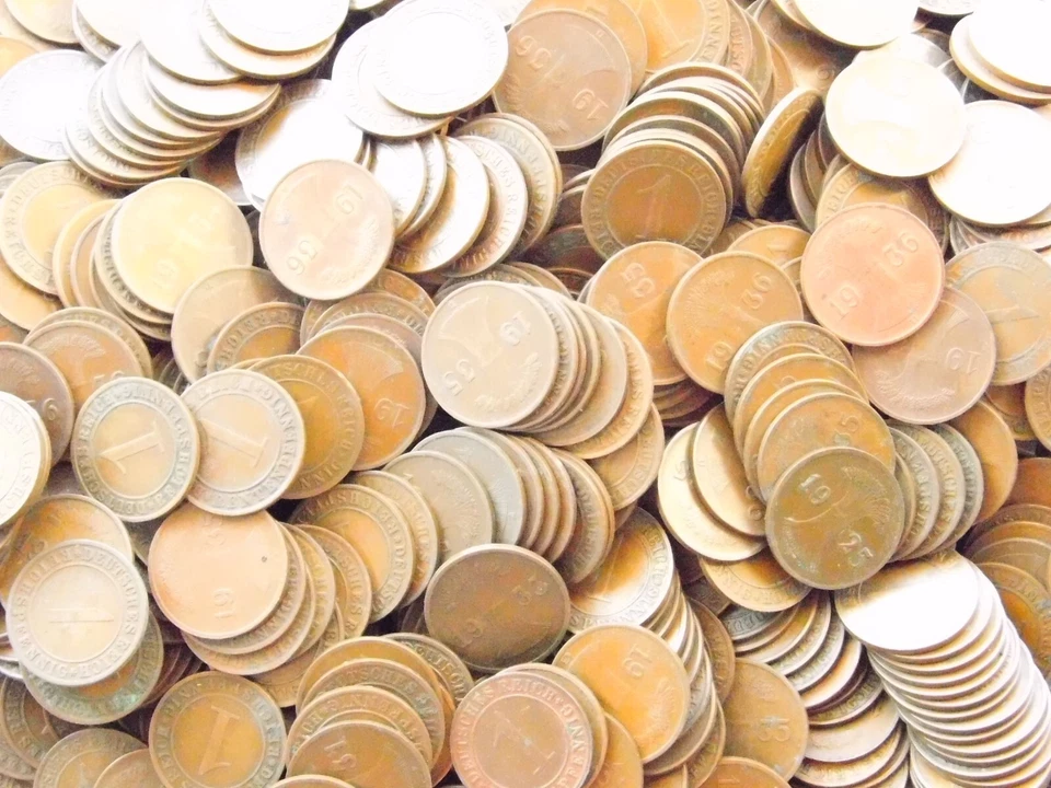 LOT GERMAN Coins 100x 1 REICHSPFENNIG 1923- 1936 Copper WEIMAR 3RD Reich Pfennig - Image 4 of 4