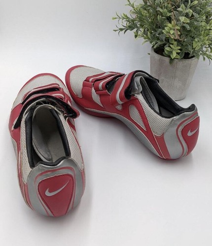NIKE Road Bike Bicycle Spinning Shoes 2 or 3 Bolt Gray Pink Red 39 US Women 8 - Picture 6 of 10