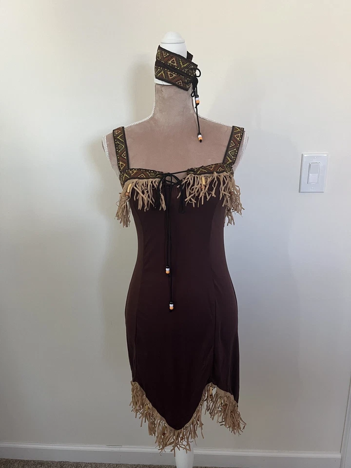 Women’s size small Native American costume dress with boot covers and arm wrap - Image 3 of 4
