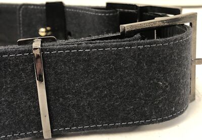 OSCAR DE LA RENTA Double Buckle Dark Grey Fabric and Leather  display picture 3