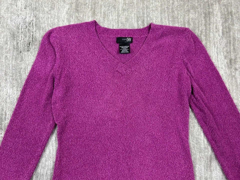 Suéter East 5th Mujer Rosa Cuello en V Manga Larga Fuscia Foto 2 de 4