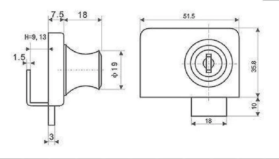 2PCS Cabinet Display Case Showcase Single Glass Door Lock - Image 3 of 3