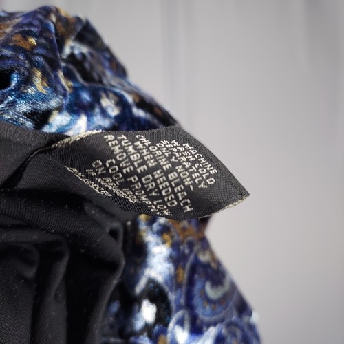 Venezia Vtg Velvet Top Women 18/20 Paisley Tie Neck Long Sleeve Stretch Y2K - Picture 10 of 10