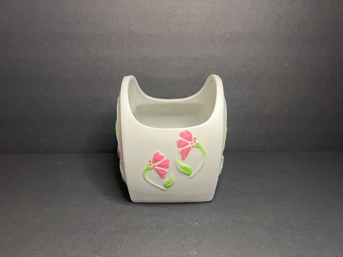 VTG 1991 Especially For You FTD White Ceramic Bisque Floral Heart Vase Planter - Picture 4 of 9