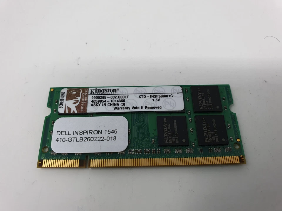 Dell Inspiron 1545 RAM Memory 1GB DDR2 PC2 Kingston KTD-INSP6000/1G Genuine Item - Image 3 of 4