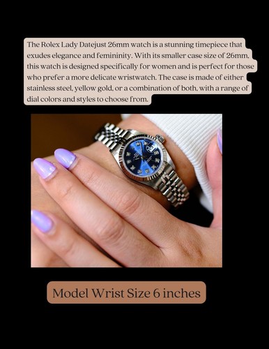 Rolex Ladies Datejust Stainless Steel White Mop Dial Diamond Bezel 26mm Watch - Picture 11 of 17