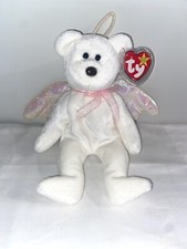 Vintage 1998 TY Beanie Babies Halo Bear White Angel Brown Nose Errors & Tag