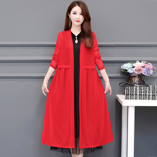 Women Midi Cardigan Coat Jacket Top Long Thin Casual High Waist Summer Fashion - Picture 2 of 19