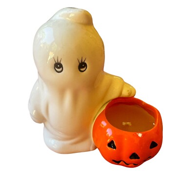 Set Of 4 Halloween Black Cat & Ghost Candle & Candleholder  display picture 1