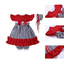 Vestito bambina 6-9 9-12 12-18 18-24 mesi vestiti spagnoli a righe con cofano