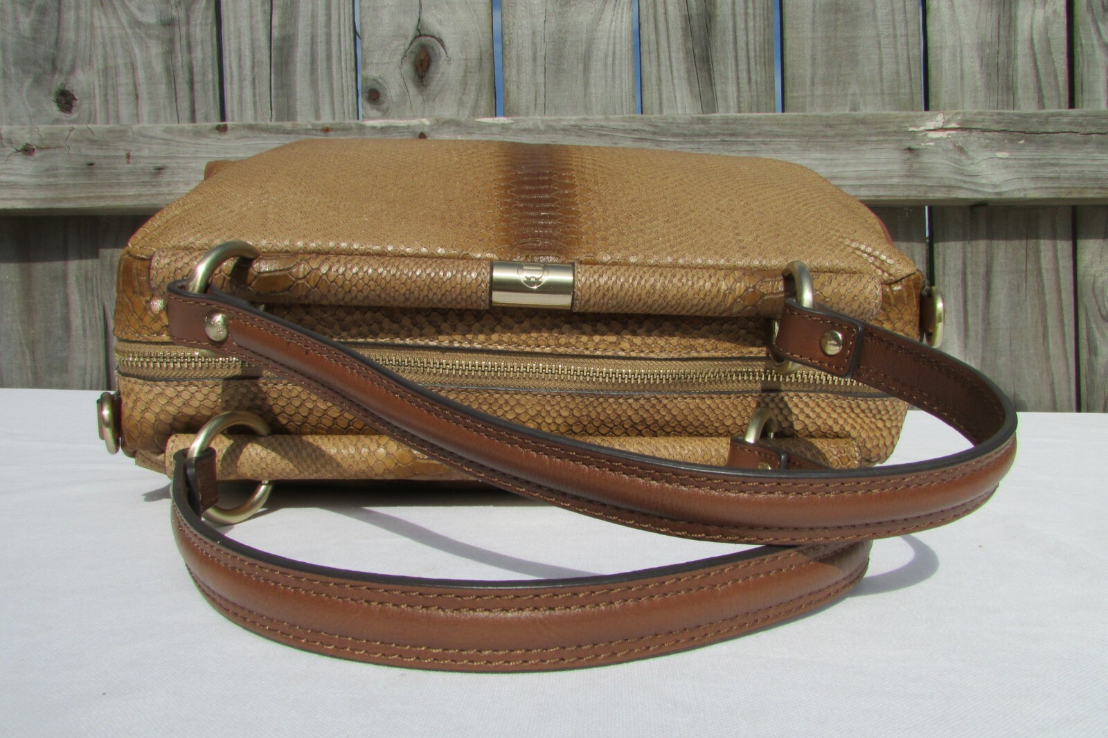 Etienne Aigner Krista Python Print Brown Leather … - image 3