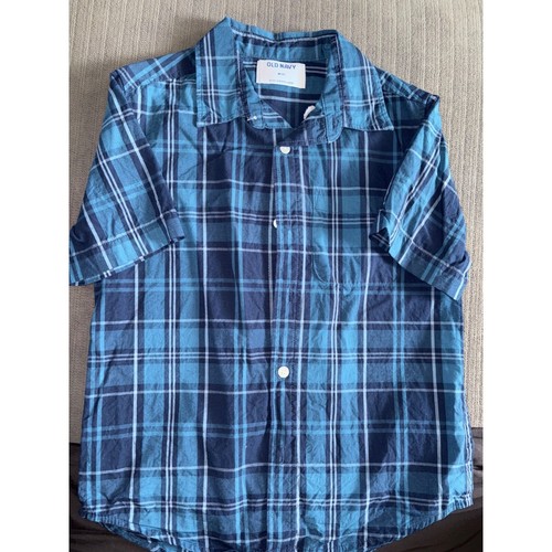 Old Navy Plaid Shirt - Short Sleeve Button Down - Blue - Size M(8)