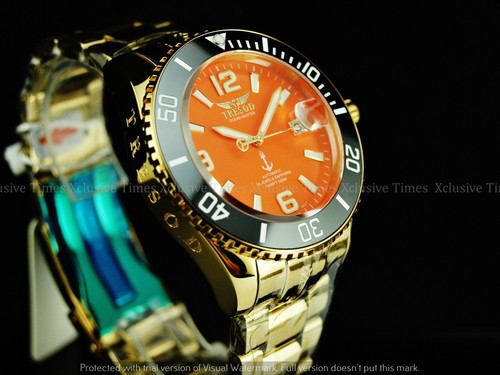 Reloj Tresod para hombre Super Luminova Ocean Master automático esfera naranja zafiro 18 KGIP SS - Imagen 6 de 12