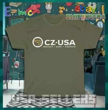 New Tee Shirt CZ-USA Protect Hunt Compete Firearms T-Shirt American Logo T-Shirt