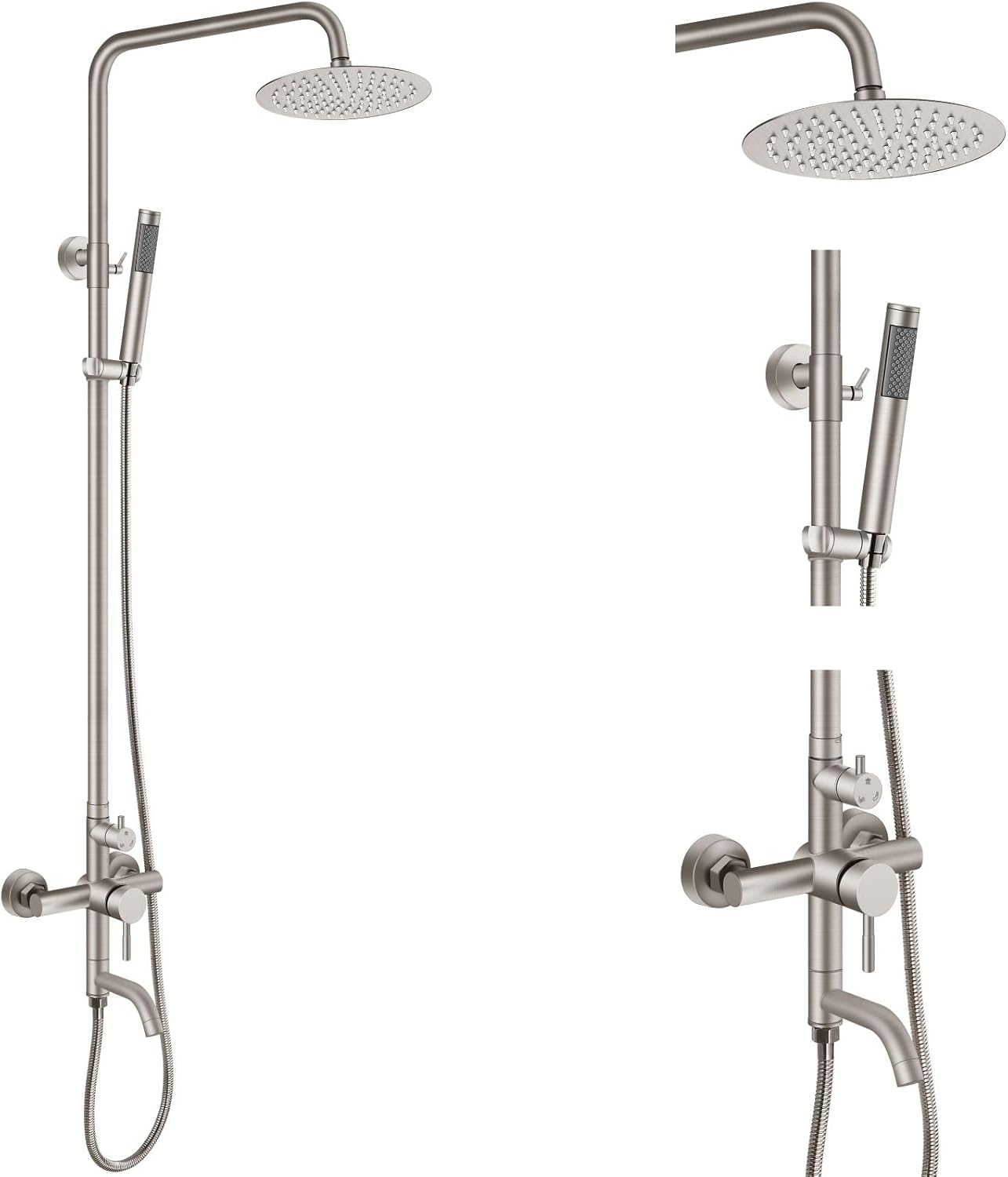 Outdoor Shower Fixture SUS304 Triple Function Brushed Nickel Wall Mounted Stainl