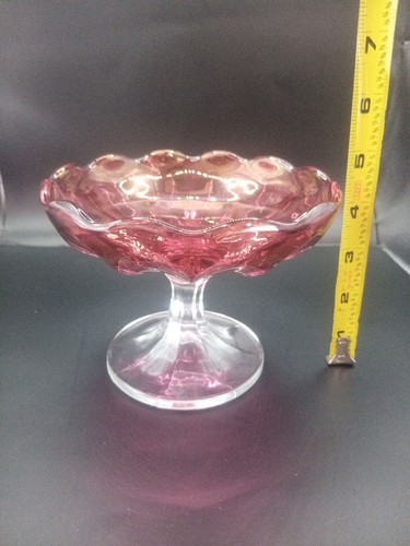 Vintage Epergne Vase Base Only Candleholder 4.5inch Cranberry Scalloped - Picture 10 of 10