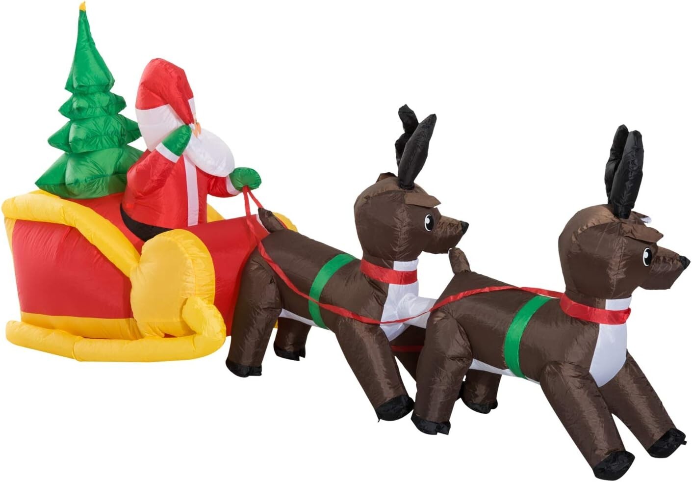 SelfInflating Santa Claus on Sleigh Deers Outdoor LED's Lighted